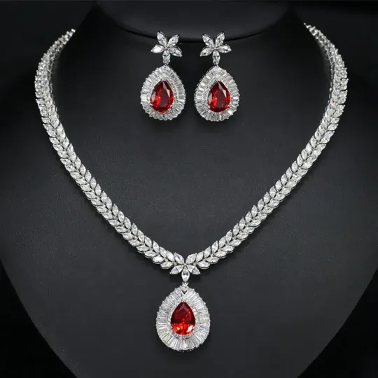 Silver Zirconia Bridal Necklace Set Jewelvers Necklaces Silver Zirconia Bridal Necklace Set Jewelvers Necklaces