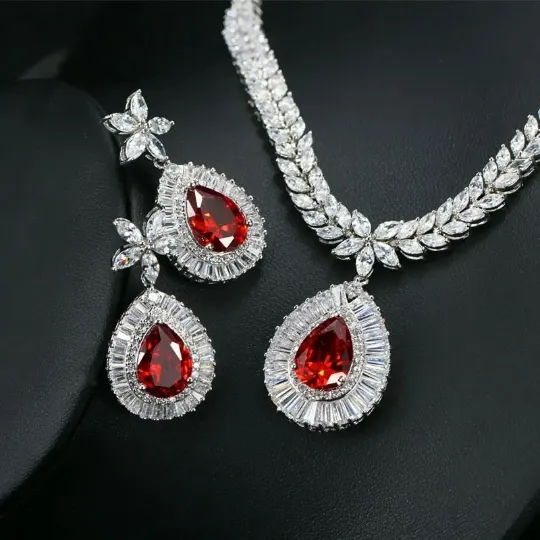 Silver Zirconia Bridal Necklace Set Jewelvers Necklaces Silver Zirconia Bridal Necklace Set Jewelvers Necklaces