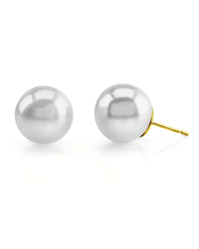 spt Earrings White South Sea Round Pearl Stud Earrings 120130mm