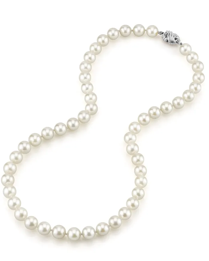 spt Necklaces White Japanese Akoya Pearl Necklace 8085mm AAA Quality