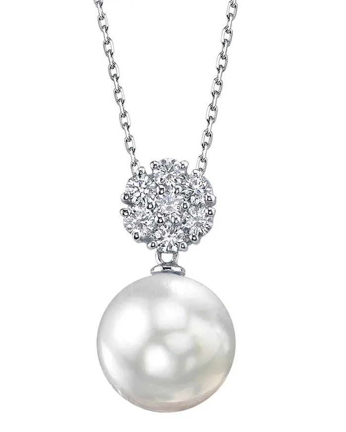 spt Necklaces White South Sea Pearl Diamond Prestige Pendant