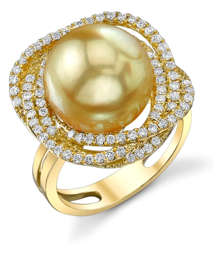 spt Rings Golden South Sea Pearl Diamond Orion Cocktail Ring