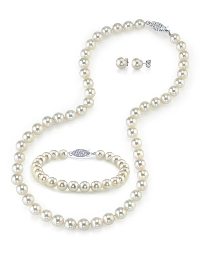 spt Rings White Japanese Akoya Pearl Set 5560mm