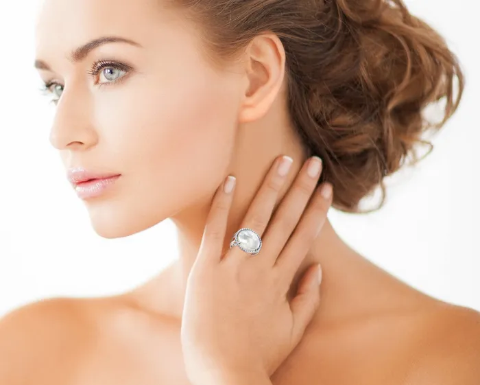 spt White Cultured Mother of Pearl Cubic Zirconia Camelia Ring Rings spt White Cultured Mother of Pearl Cubic Zirconia Camelia Ring Rings