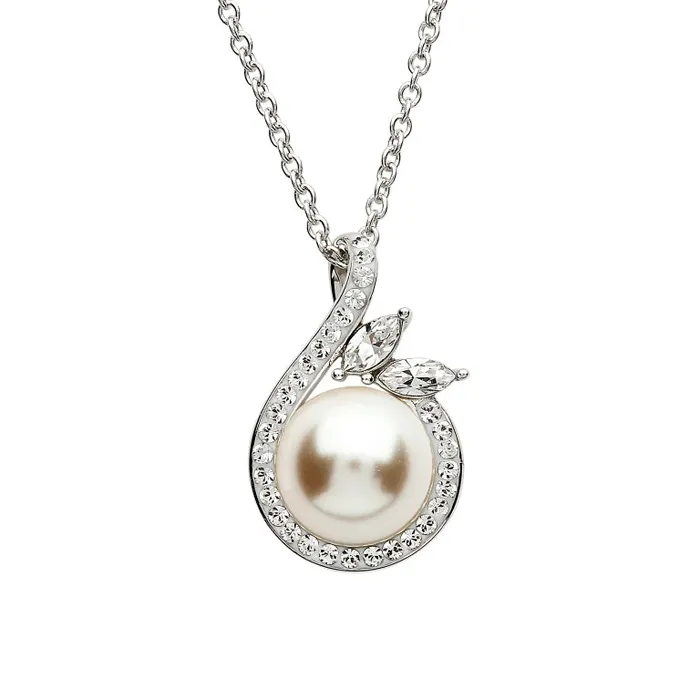 Sterling Silver Swarovski PearlCrystal Necklace Shanore Necklaces