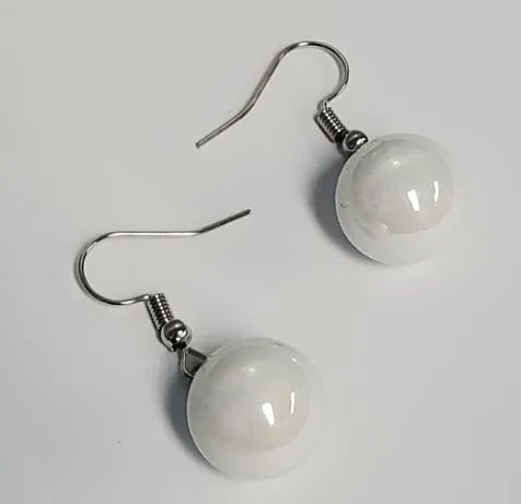 Susan Earrings E1217 White Pearl Dangle Earrings