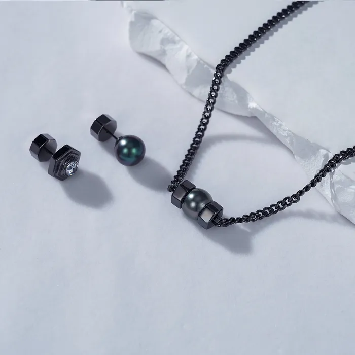 Tahitian Pearl Necklace WN00549 HEXAGON Pearly Lustre Necklaces