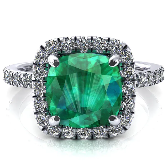 Talia Cushion Emerald 4 Prong Halo 58 Micropave Engagement Ring Fire Brilliance Rings Talia Cushion Emerald 4 Prong Halo 58 Micropave Engagement Ring Fire Brilliance Rings
