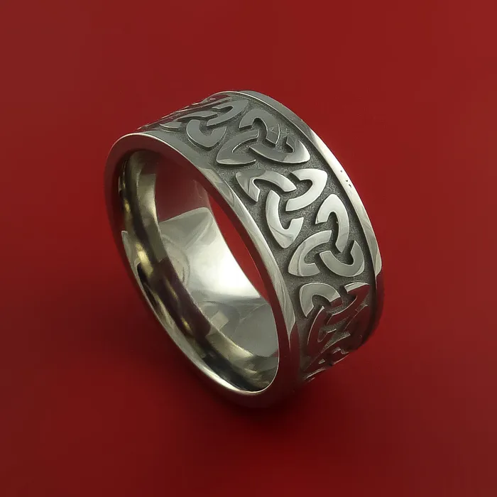 Titanium Ring with Trinity Milled Celtic Design Inlay Custom Made Band Lashbrook Rings