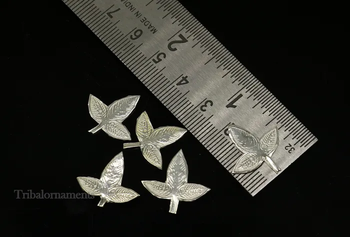 TRIBAL ORNAMENTS 2 cm Lord Shiva bel Patra Solid silver handmade solid belva patra shiva worshipping puja article bel tree leaves for puja su510 Necklaces