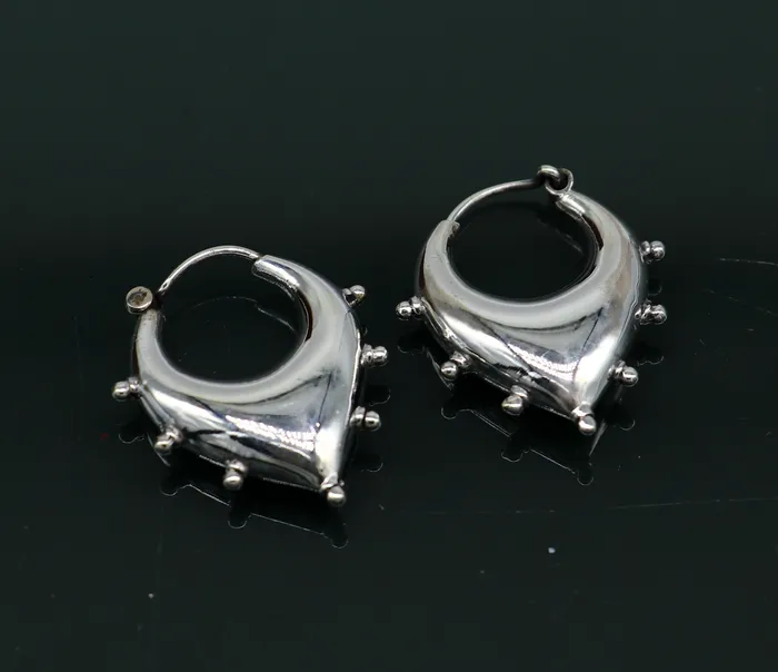 TRIBAL ORNAMENTS 925 sterling silver handmade hoops earrings vintage plain style dainty bali earrings ethnic tribal earrings belly dance jewelry ear625 Earrings