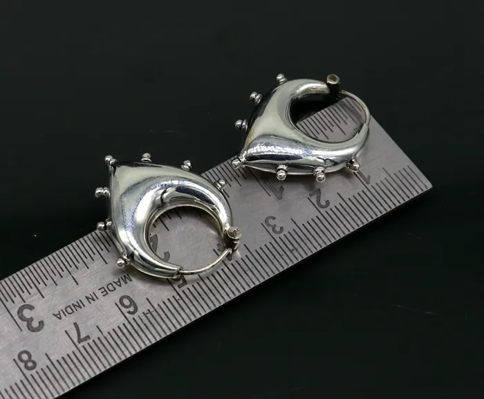 TRIBAL ORNAMENTS 925 sterling silver handmade hoops earrings vintage plain style dainty bali earrings ethnic tribal earrings belly dance jewelry ear625 Earrings