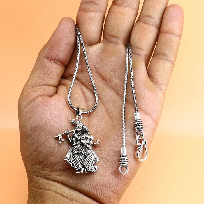 TRIBAL ORNAMENTS 925 sterling silver handmade idol Radha Krishna tiny pendant amazing unisex pendant personalized jewelry tribal jewelry ssp771 Necklaces