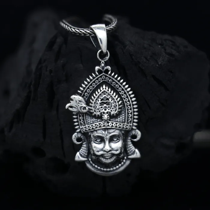 TRIBAL ORNAMENTS 925 sterling silver Khatu Shyam pendant lord Krishna amazing divine pendant locket tribal jewelry nsp883 Necklaces TRIBAL ORNAMENTS 925 sterling silver Khatu Shyam pendant lord Krishna amazing divine pendant locket tribal jewelry nsp883 Necklaces