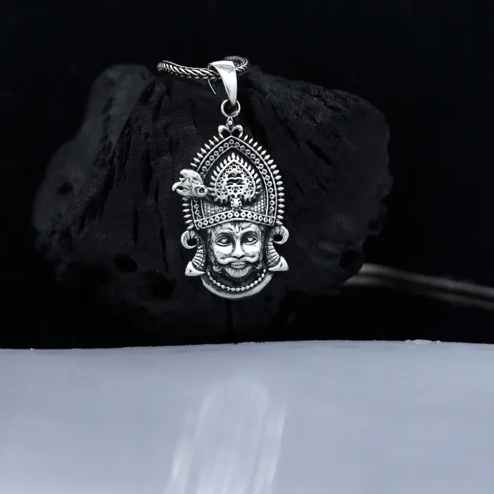 TRIBAL ORNAMENTS 925 sterling silver Khatu Shyam pendant lord Krishna amazing divine pendant locket tribal jewelry nsp883 Necklaces TRIBAL ORNAMENTS 925 sterling silver Khatu Shyam pendant lord Krishna amazing divine pendant locket tribal jewelry nsp883 Necklaces