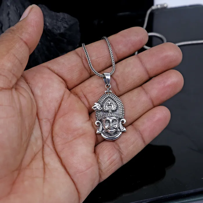 TRIBAL ORNAMENTS 925 sterling silver Khatu Shyam pendant lord Krishna amazing divine pendant locket tribal jewelry nsp883 Necklaces TRIBAL ORNAMENTS 925 sterling silver Khatu Shyam pendant lord Krishna amazing divine pendant locket tribal jewelry nsp883 Necklaces
