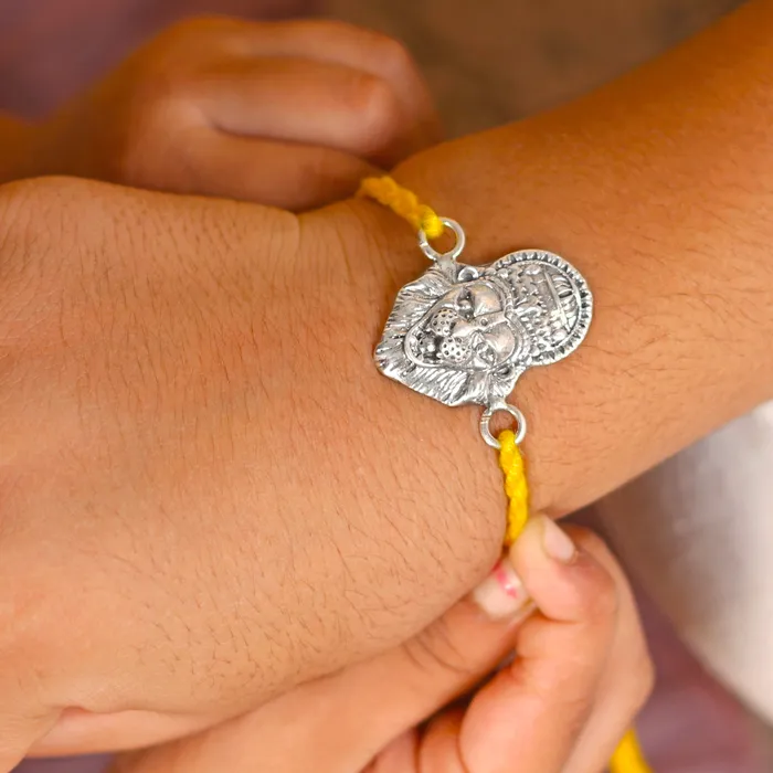 TRIBAL ORNAMENTS 925 Sterling silver Narsimha design pendant Rakhi bracelet Rakshabandhan festival rk352 Bracelets TRIBAL ORNAMENTS 925 Sterling silver Narsimha design pendant Rakhi bracelet Rakshabandhan festival rk352 Bracelets
