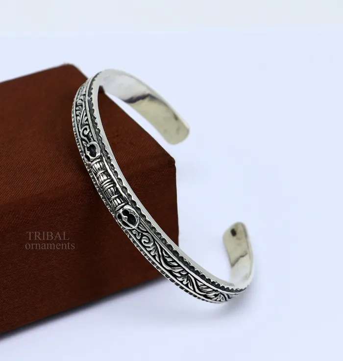 TRIBAL ORNAMENTS 925 sterling silver or Gold polished handmade vintage design Divine Bangle cuff bracelet kada best unisex tribal gifting jewelry Gcuff115 Bracelets