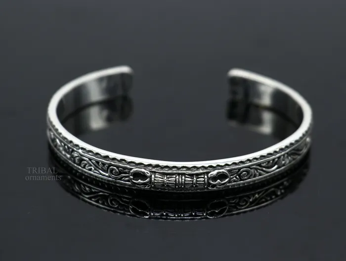 TRIBAL ORNAMENTS 925 sterling silver or Gold polished handmade vintage design Divine Bangle cuff bracelet kada best unisex tribal gifting jewelry Gcuff115 Bracelets