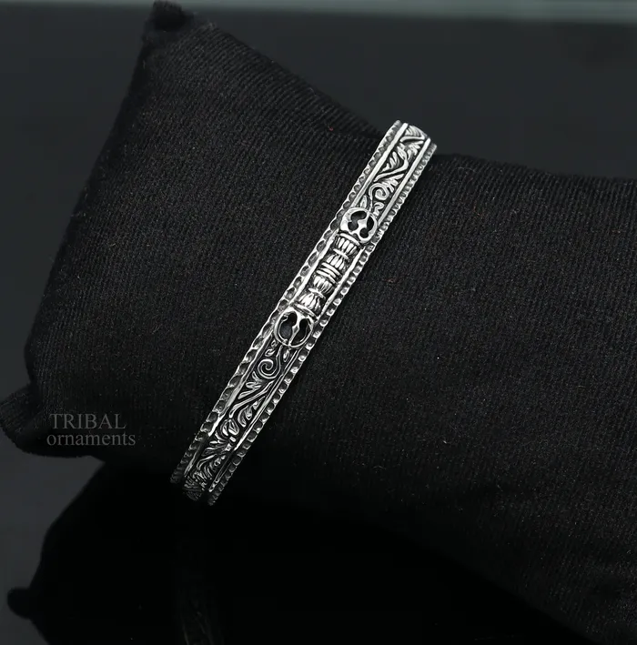 TRIBAL ORNAMENTS 925 sterling silver or Gold polished handmade vintage design Divine Bangle cuff bracelet kada best unisex tribal gifting jewelry Gcuff115 Bracelets