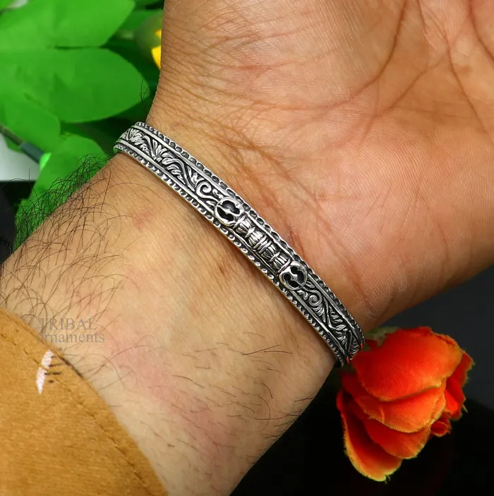 TRIBAL ORNAMENTS 925 sterling silver or Gold polished handmade vintage design Divine Bangle cuff bracelet kada best unisex tribal gifting jewelry Gcuff115 Bracelets