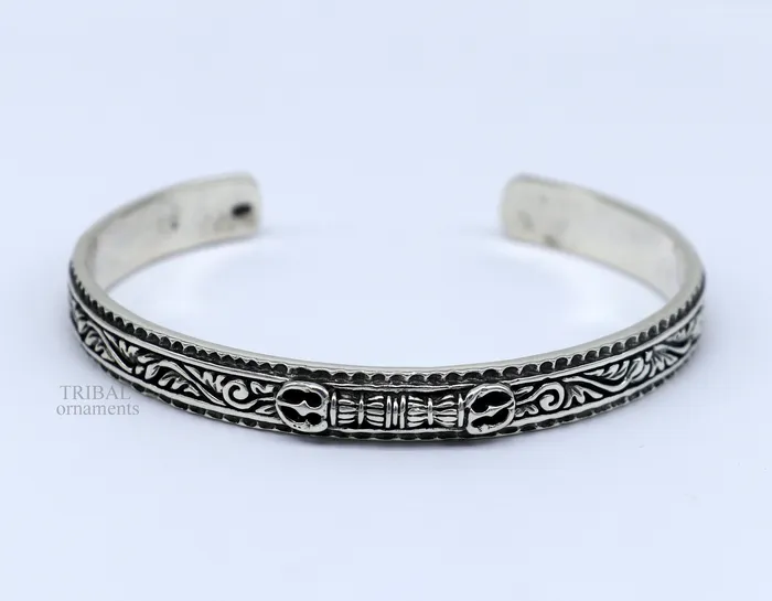 TRIBAL ORNAMENTS 925 sterling silver or Gold polished handmade vintage design Divine Bangle cuff bracelet kada best unisex tribal gifting jewelry Gcuff115 Bracelets