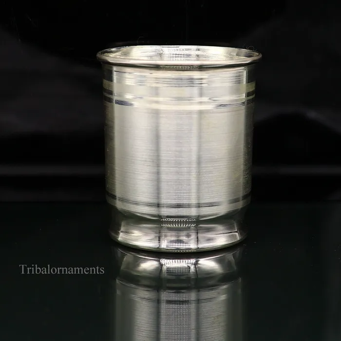 TRIBAL ORNAMENTS 999 fine silver handmade vessel watermilk Glass tumbler silver flask baby kids silver utensils stay healthy water milk cup sv228 Rings