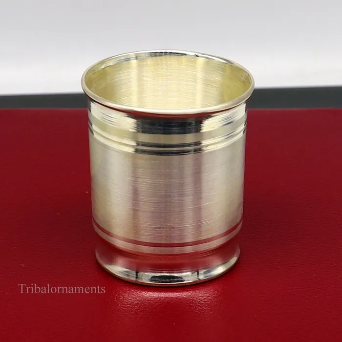 TRIBAL ORNAMENTS 999 fine silver handmade vessel watermilk Glass tumbler silver flask baby kids silver utensils stay healthy water milk cup sv228 Rings