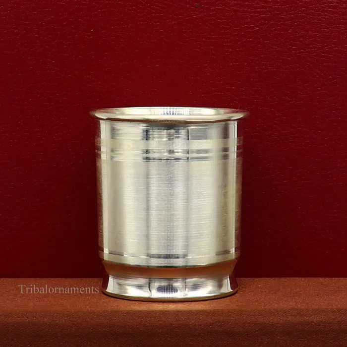TRIBAL ORNAMENTS 999 fine silver handmade vessel watermilk Glass tumbler silver flask baby kids silver utensils stay healthy water milk cup sv228 Rings