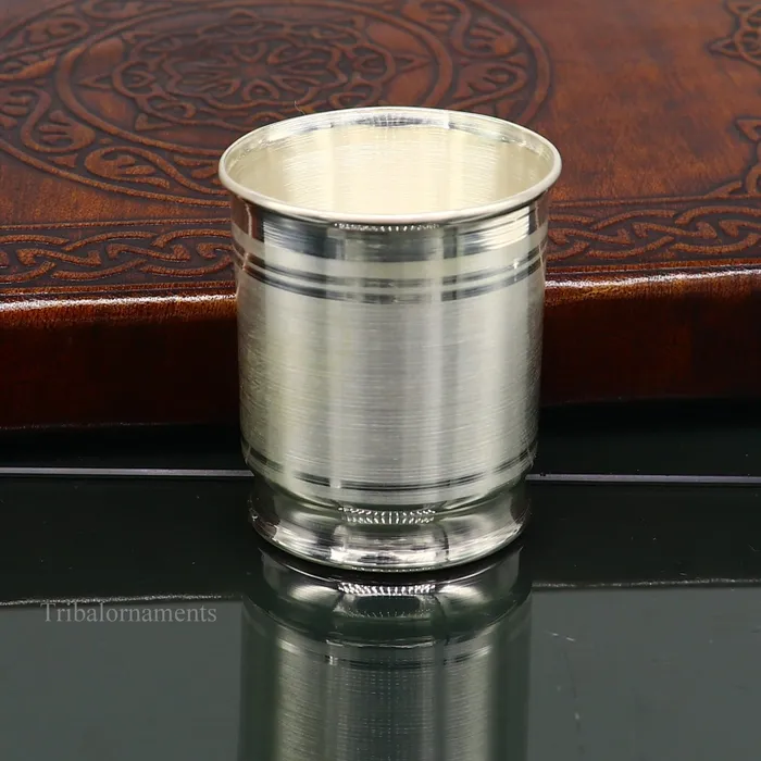 TRIBAL ORNAMENTS 999 fine silver handmade vessel watermilk Glass tumbler silver flask baby kids silver utensils stay healthy water milk cup sv228 Rings