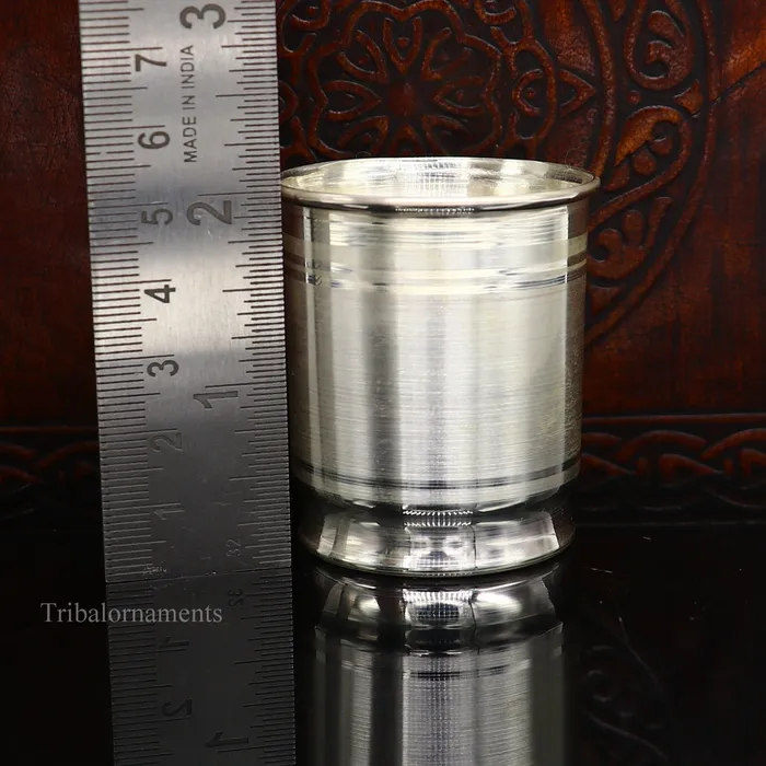TRIBAL ORNAMENTS 999 fine silver handmade vessel watermilk Glass tumbler silver flask baby kids silver utensils stay healthy water milk cup sv228 Rings
