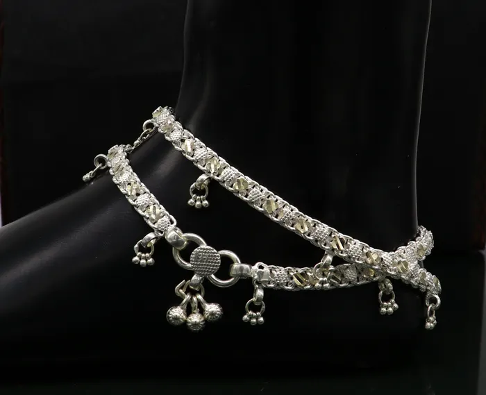 TRIBAL ORNAMENTS Bracelets 118 sterling silver solid customized design ankle bracelet foot bracelet anklets vintage designer tribal belly dance jewelry ank327 TRIBAL ORNAMENTS Bracelets 118 sterling silver solid customized design ankle bracelet foot bracelet anklets vintage designer tribal belly dance jewelry ank327