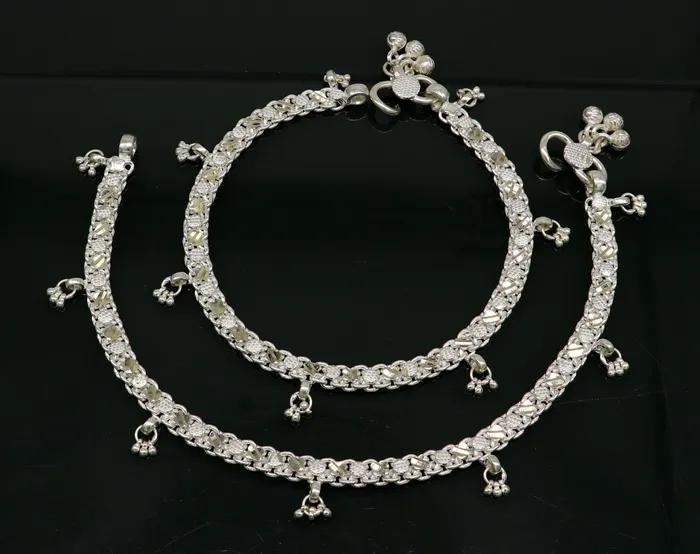 TRIBAL ORNAMENTS Bracelets 118 sterling silver solid customized design ankle bracelet foot bracelet anklets vintage designer tribal belly dance jewelry ank327