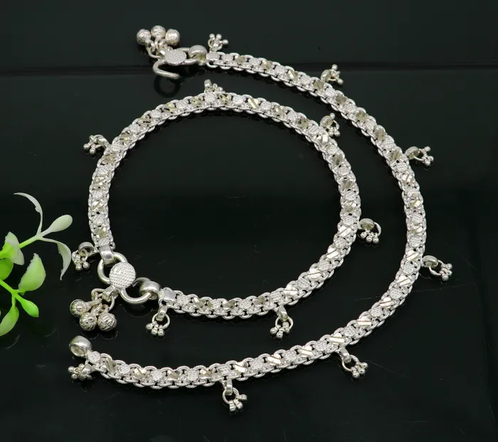 TRIBAL ORNAMENTS Bracelets 118 sterling silver solid customized design ankle bracelet foot bracelet anklets vintage designer tribal belly dance jewelry ank327