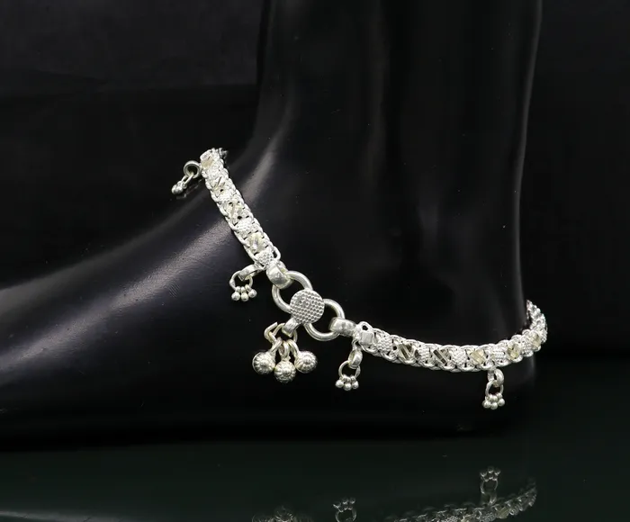 TRIBAL ORNAMENTS Bracelets 118 sterling silver solid customized design ankle bracelet foot bracelet anklets vintage designer tribal belly dance jewelry ank327