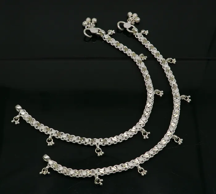 TRIBAL ORNAMENTS Bracelets 118 sterling silver solid customized design ankle bracelet foot bracelet anklets vintage designer tribal belly dance jewelry ank327