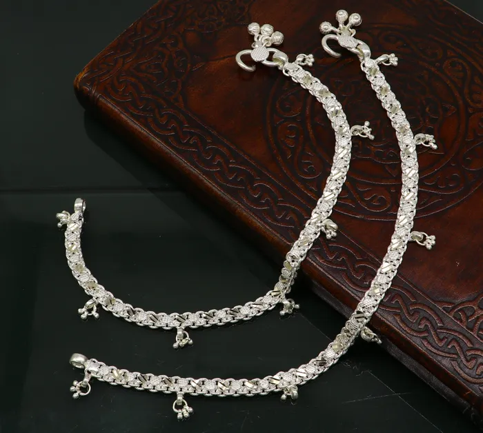 TRIBAL ORNAMENTS Bracelets 118 sterling silver solid customized design ankle bracelet foot bracelet anklets vintage designer tribal belly dance jewelry ank327