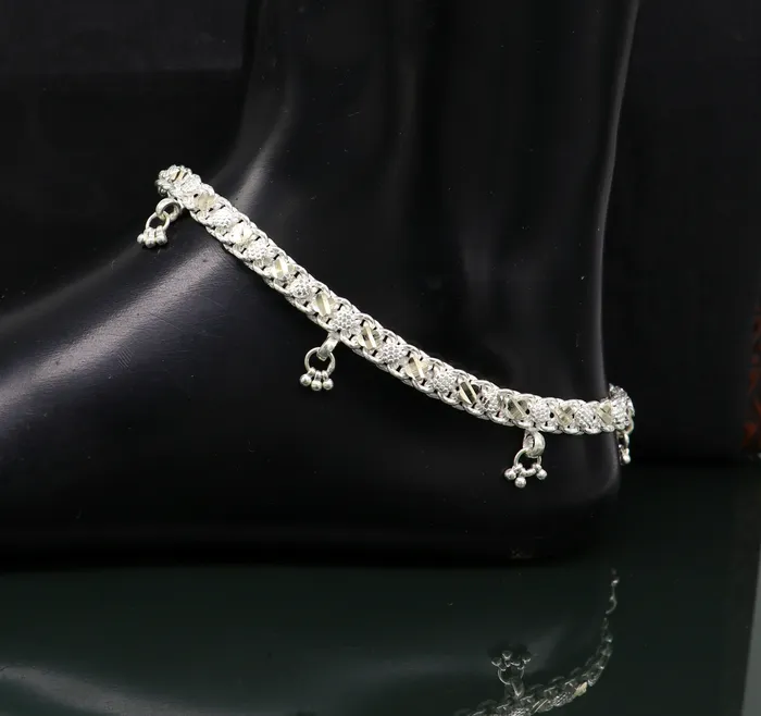 TRIBAL ORNAMENTS Bracelets 118 sterling silver solid customized design ankle bracelet foot bracelet anklets vintage designer tribal belly dance jewelry ank327