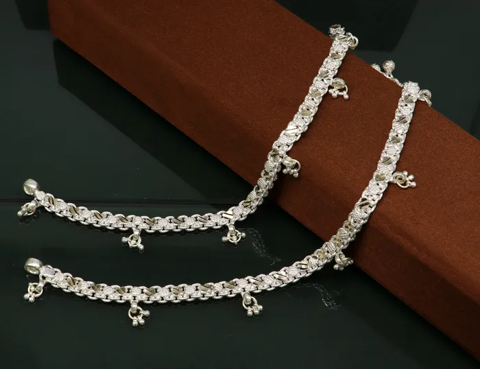 TRIBAL ORNAMENTS Bracelets 118 sterling silver solid customized design ankle bracelet foot bracelet anklets vintage designer tribal belly dance jewelry ank327