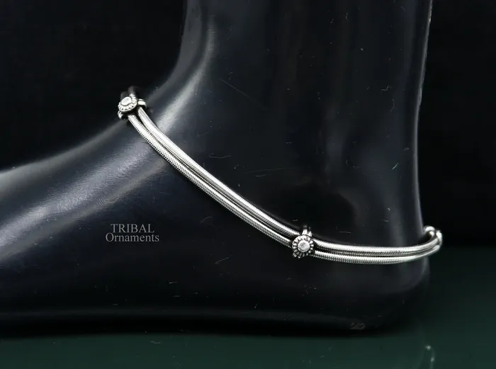 TRIBAL ORNAMENTS Bracelets 11 925 sterling silver two linelayer snake chain ankle bracelet excellent belly dance customized trendy anklets foot bracelet nank447