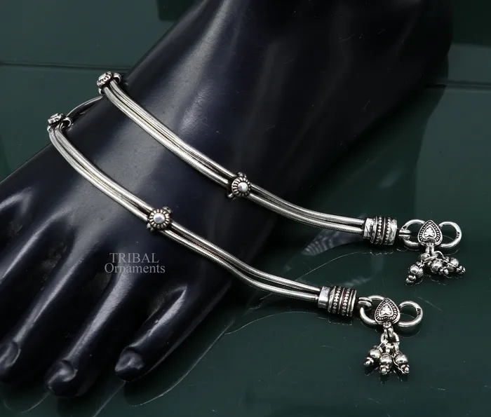TRIBAL ORNAMENTS Bracelets 11 925 sterling silver two linelayer snake chain ankle bracelet excellent belly dance customized trendy anklets foot bracelet nank447