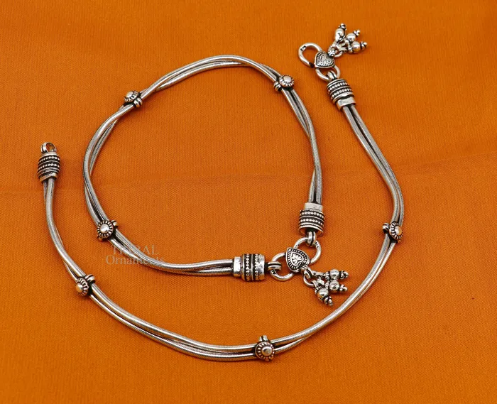 TRIBAL ORNAMENTS Bracelets 11 925 sterling silver two linelayer snake chain ankle bracelet excellent belly dance customized trendy anklets foot bracelet nank447