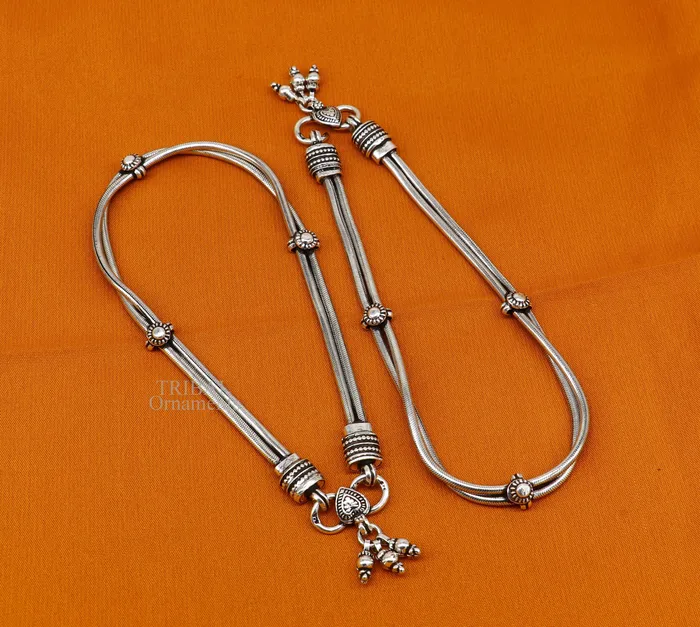TRIBAL ORNAMENTS Bracelets 11 925 sterling silver two linelayer snake chain ankle bracelet excellent belly dance customized trendy anklets foot bracelet nank447