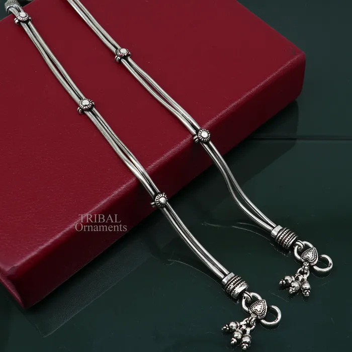TRIBAL ORNAMENTS Bracelets 11 925 sterling silver two linelayer snake chain ankle bracelet excellent belly dance customized trendy anklets foot bracelet nank447