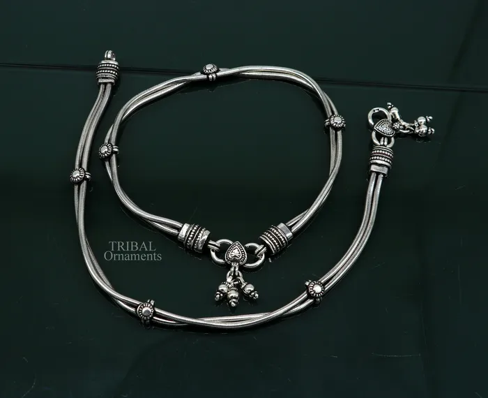TRIBAL ORNAMENTS Bracelets 11 925 sterling silver two linelayer snake chain ankle bracelet excellent belly dance customized trendy anklets foot bracelet nank447