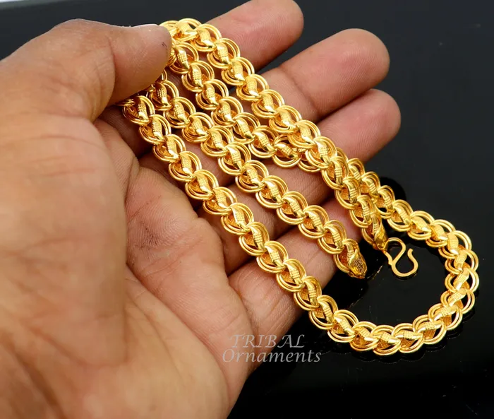 TRIBAL ORNAMENTS Bracelets 22kt yellow gold customized stylish stunning lotus chain all sizes gifting necklace new fancy stylish bracelet mens jewelry CH574 TRIBAL ORNAMENTS Bracelets 22kt yellow gold customized stylish stunning lotus chain all sizes gifting necklace new fancy stylish bracelet mens jewelry CH574