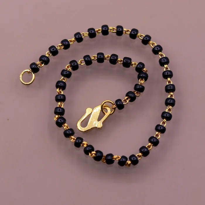 TRIBAL ORNAMENTS Bracelets 22kt yellow gold handmade fabulous black beads chain braceletgorgeous beads bracelet for gifting light weight jewelry GBR001