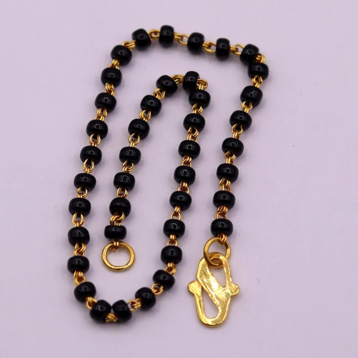 TRIBAL ORNAMENTS Bracelets 22kt yellow gold handmade fabulous black beads chain braceletgorgeous beads bracelet for gifting light weight jewelry GBR001
