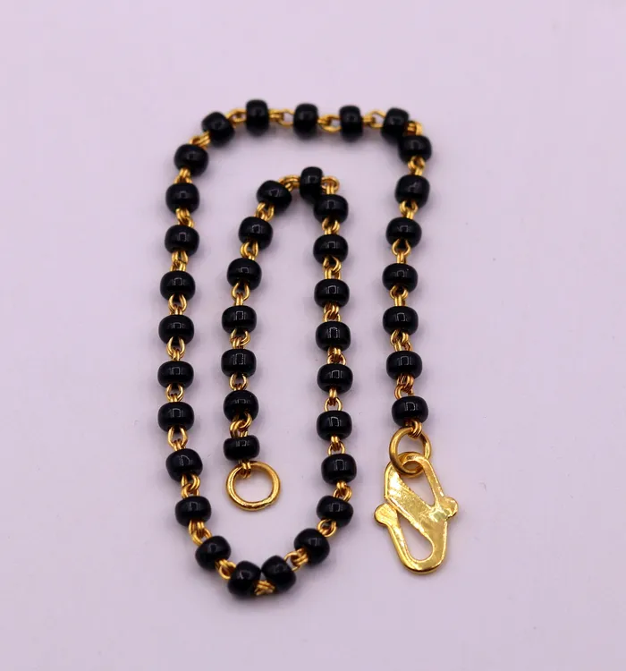 TRIBAL ORNAMENTS Bracelets 22kt yellow gold handmade fabulous black beads chain braceletgorgeous beads bracelet for gifting light weight jewelry GBR001