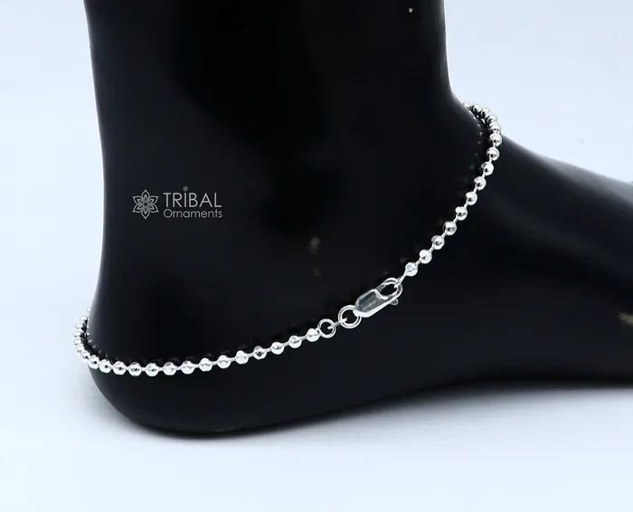 TRIBAL ORNAMENTS Bracelets 3mm 105 925 sterling silver beadedball chain anklet bracelet amazing light weight delicate anklets belly dance silver jewelry ank600 TRIBAL ORNAMENTS Bracelets 3mm 105 925 sterling silver beadedball chain anklet bracelet amazing light weight delicate anklets belly dance silver jewelry ank600